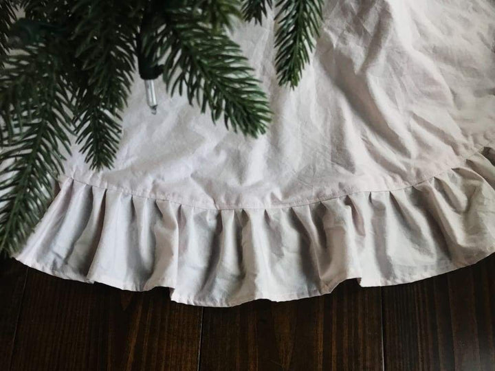Light Pink Ruffle Christmas Tree Skirt handmade heirloom nursery - High Cotton Textile