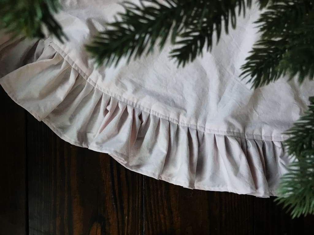 Light Pink Ruffle Christmas Tree Skirt handmade heirloom nursery - High Cotton Textile