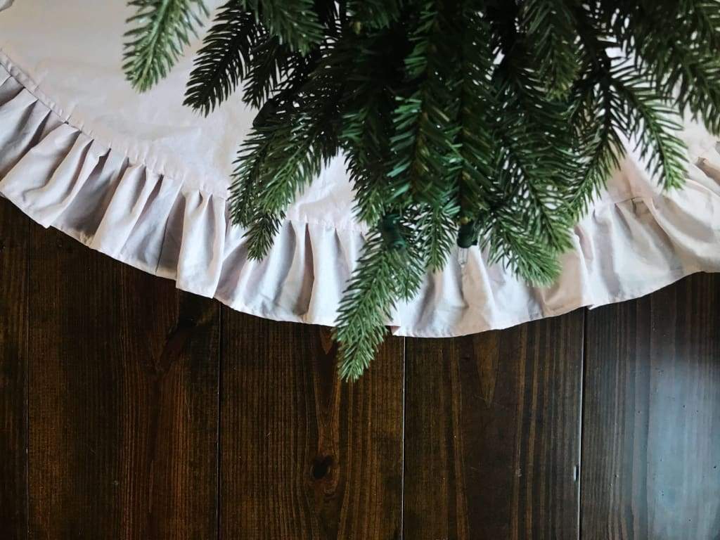 Light Pink Ruffle Christmas Tree Skirt handmade heirloom nursery - High Cotton Textile