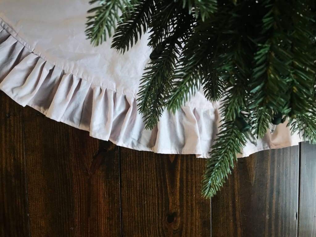 Light Pink Ruffle Christmas Tree Skirt handmade heirloom nursery - High Cotton Textile