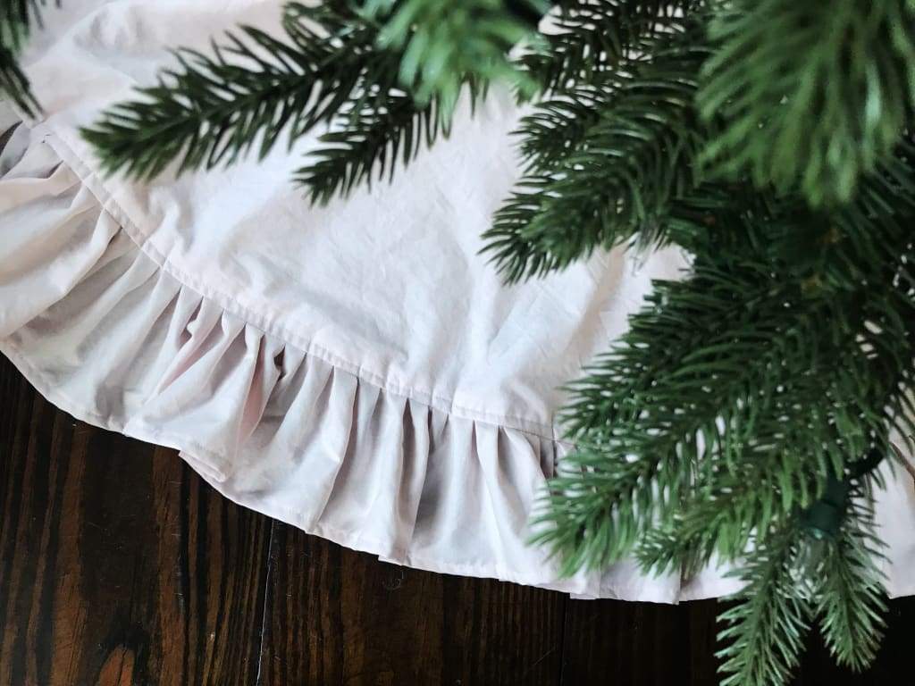 Light Pink Ruffle Christmas Tree Skirt handmade heirloom nursery - High Cotton Textile