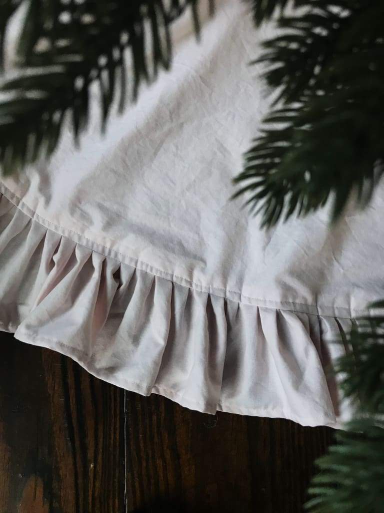 Light Pink Ruffle Christmas Tree Skirt handmade heirloom nursery - High Cotton Textile