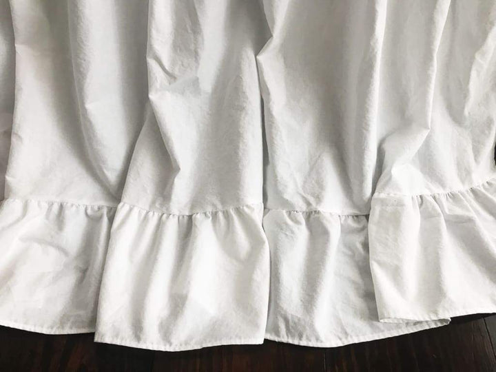 Long White Ruffle Baby Crib Skirt handmade heirloom nursery - High Cotton Textile