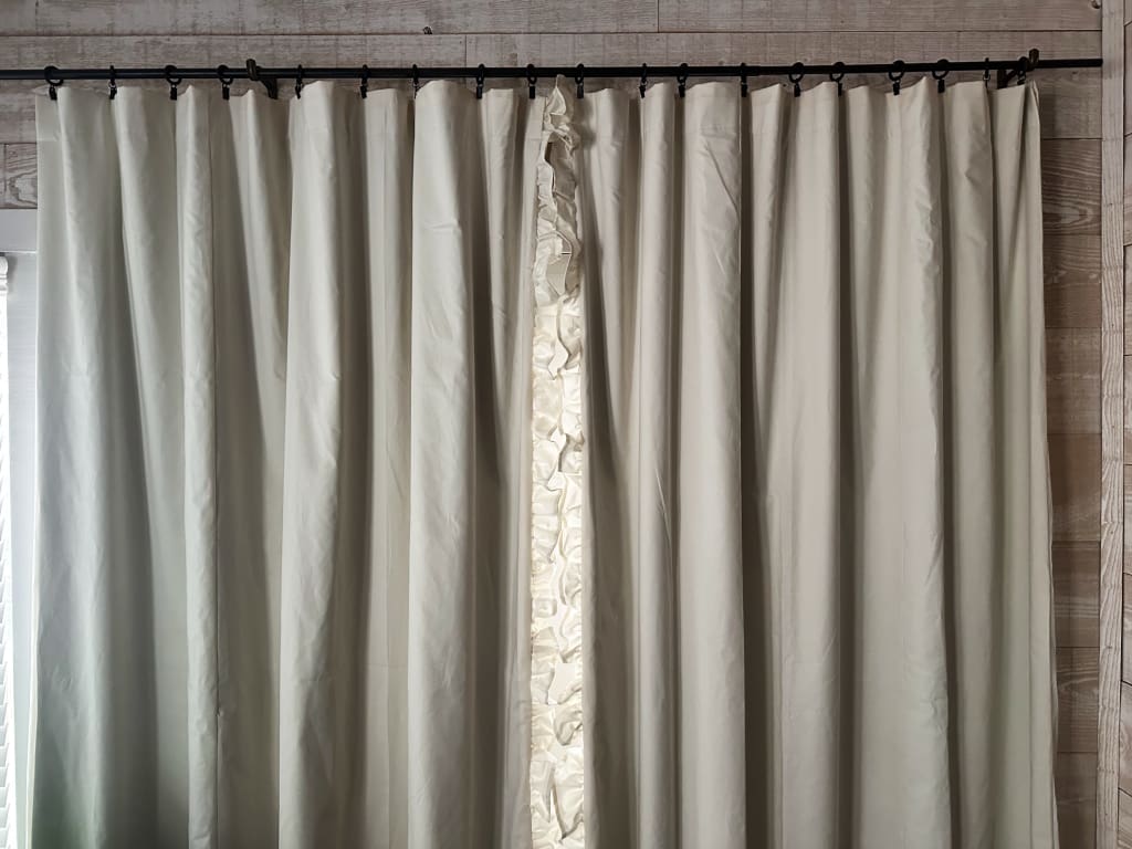 Luxury Handmade Ruffled Blackout Curtains – Porcelain, 1.5 Width Panels (Ready to Ship) - High Cotton Textile 