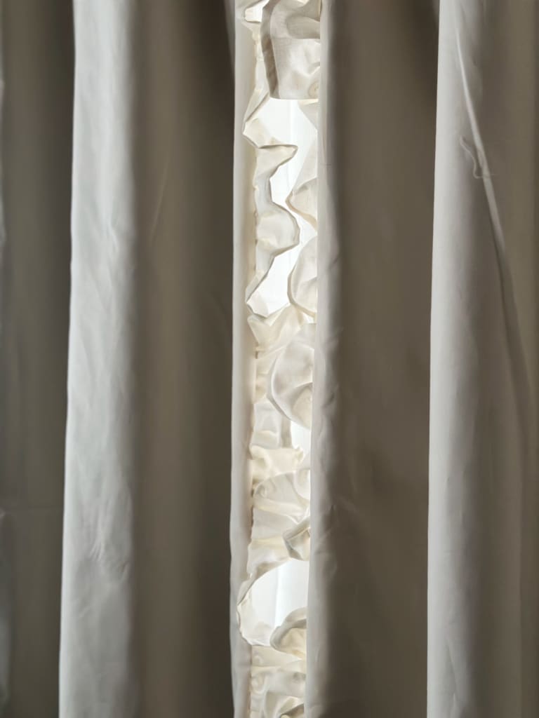 Luxury Handmade Ruffled Blackout Curtains – Porcelain, 1.5 Width Panels (Ready to Ship) - High Cotton Textile 