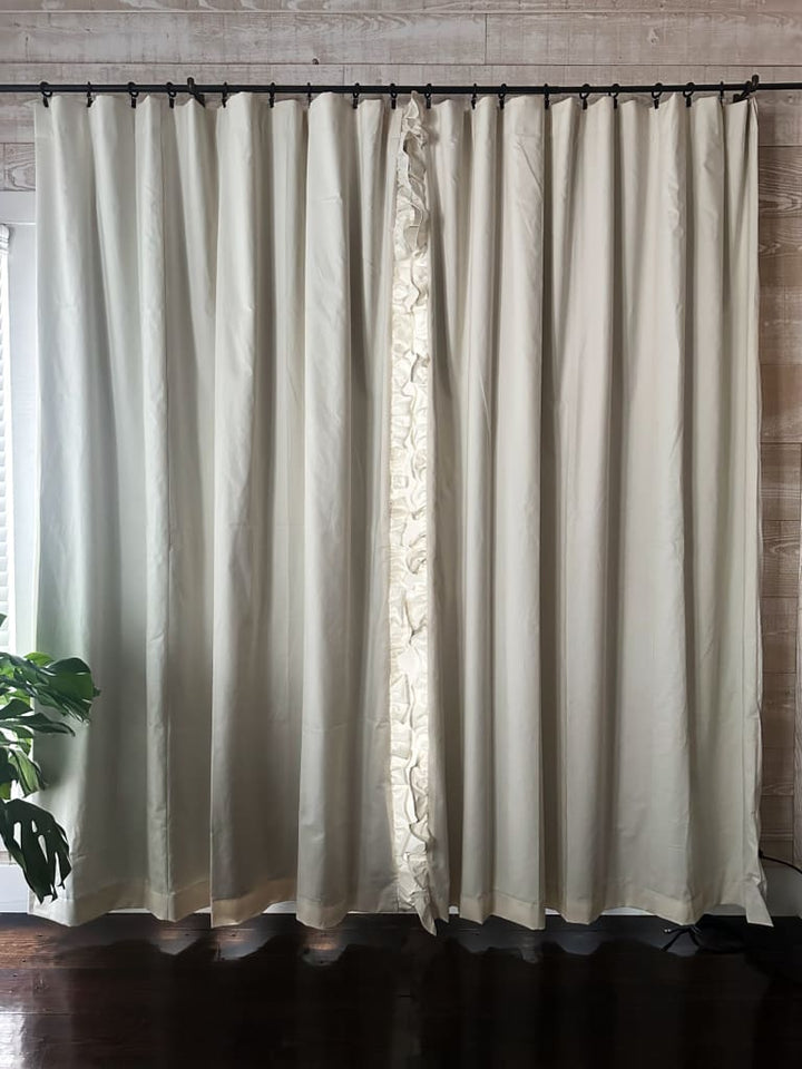 Luxury Handmade Ruffled Blackout Curtains – Porcelain, 1.5 Width Panels (Ready to Ship) - High Cotton Textile 