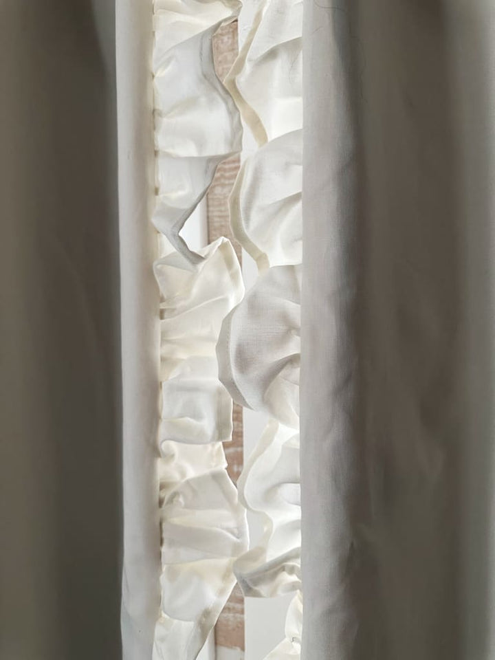 Luxury Handmade Ruffled Blackout Curtains – Porcelain, 1.5 Width Panels (Ready to Ship) - High Cotton Textile 