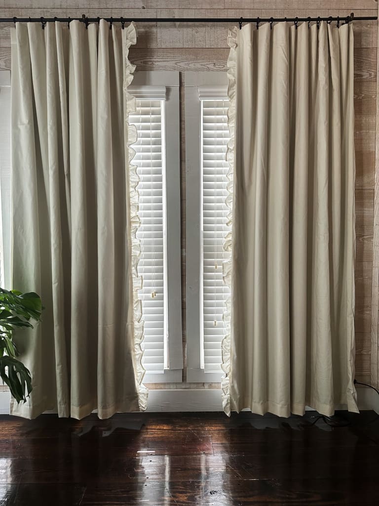 Luxury Handmade Ruffled Blackout Curtains – Porcelain, 1.5 Width Panels (Ready to Ship) handmade heirloom nursery - High Cotton Textile