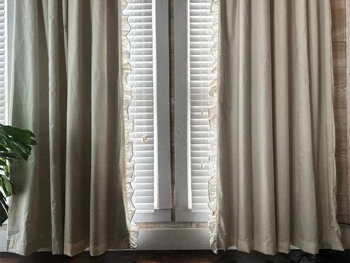 Luxury Handmade Ruffled Blackout Curtains – Porcelain, 1.5 Width Panels (Ready to Ship) handmade heirloom nursery - High Cotton Textile