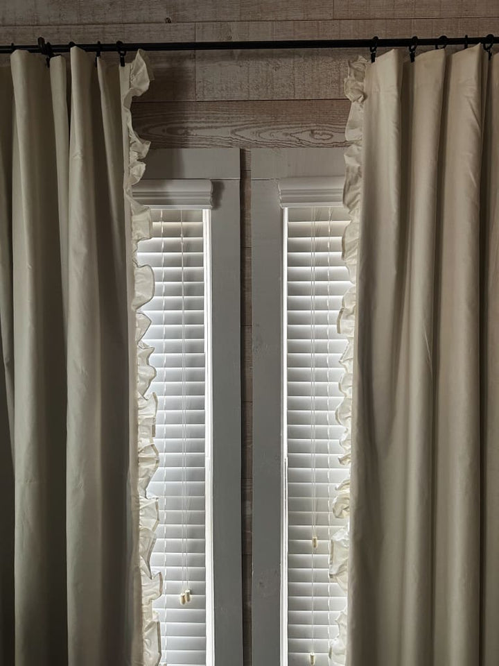 Luxury Handmade Ruffled Blackout Curtains – Porcelain, 1.5 Width Panels (Ready to Ship) handmade heirloom nursery - High Cotton Textile