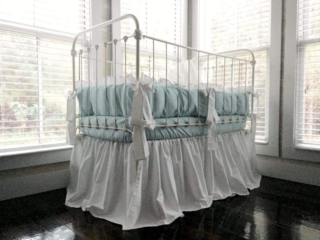 Mist + White | Farmhouse Crib Bedding Set