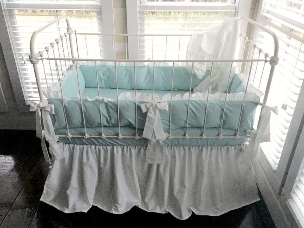 Mist + White | Farmhouse Crib Bedding Set