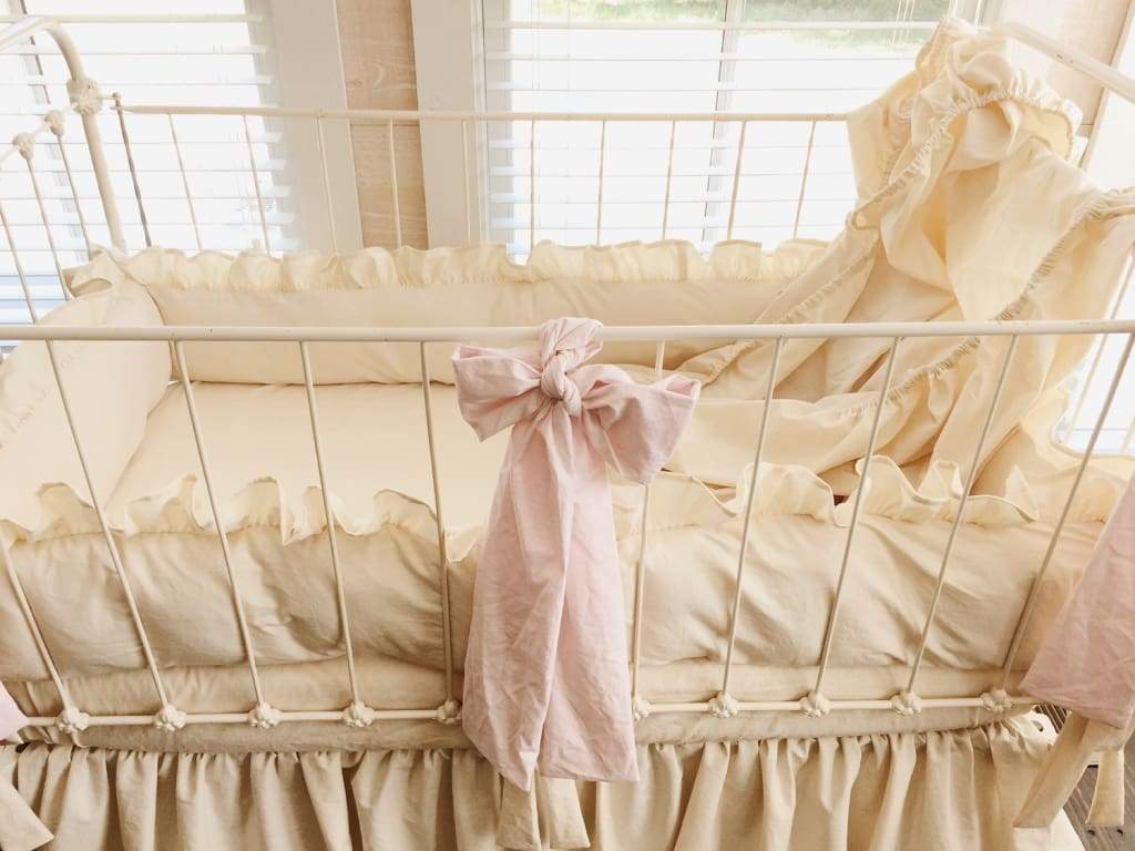 Natural + Baby Pink | Farmhouse Crib Bedding Set