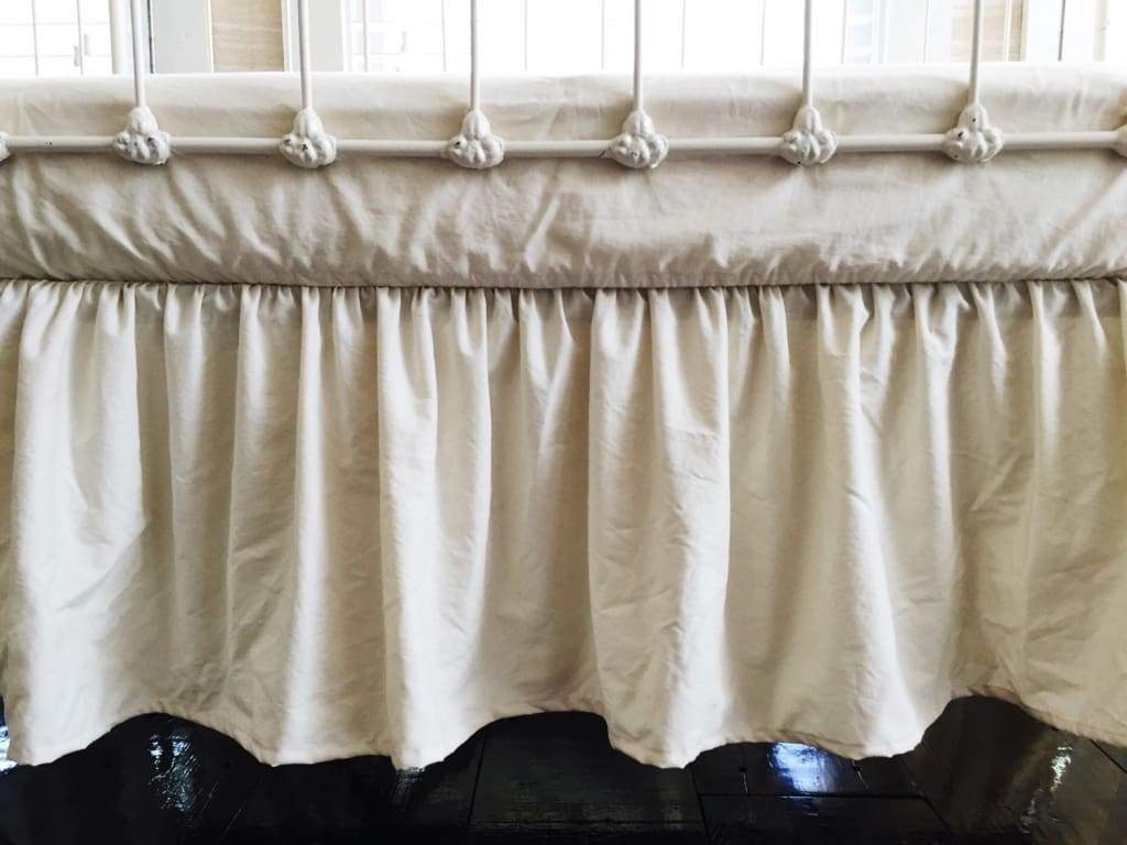 Natural Farmhouse Crib Skirt 12" Length handmade heirloom nursery - High Cotton Textile
