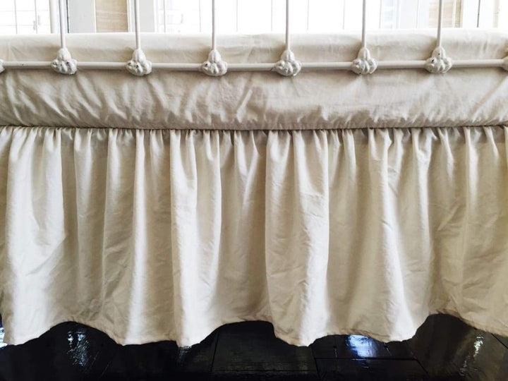 Natural Farmhouse Crib Skirt 12" Length handmade heirloom nursery - High Cotton Textile