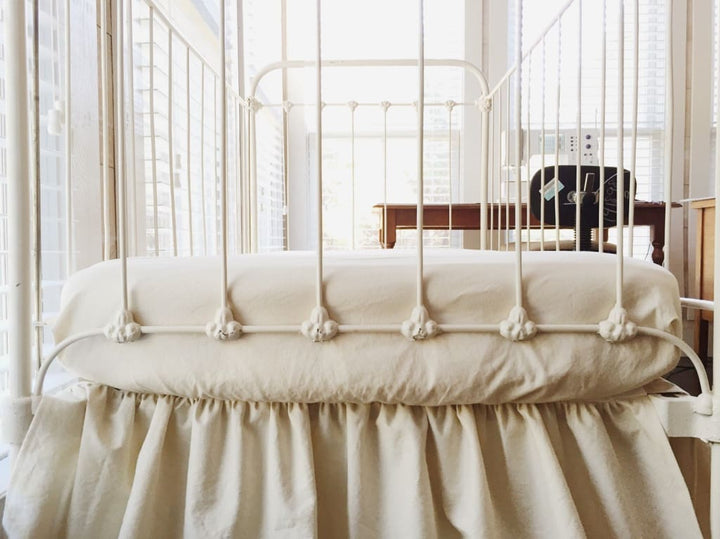 Natural Fitted Crib Sheet handmade heirloom nursery - High Cotton Textile