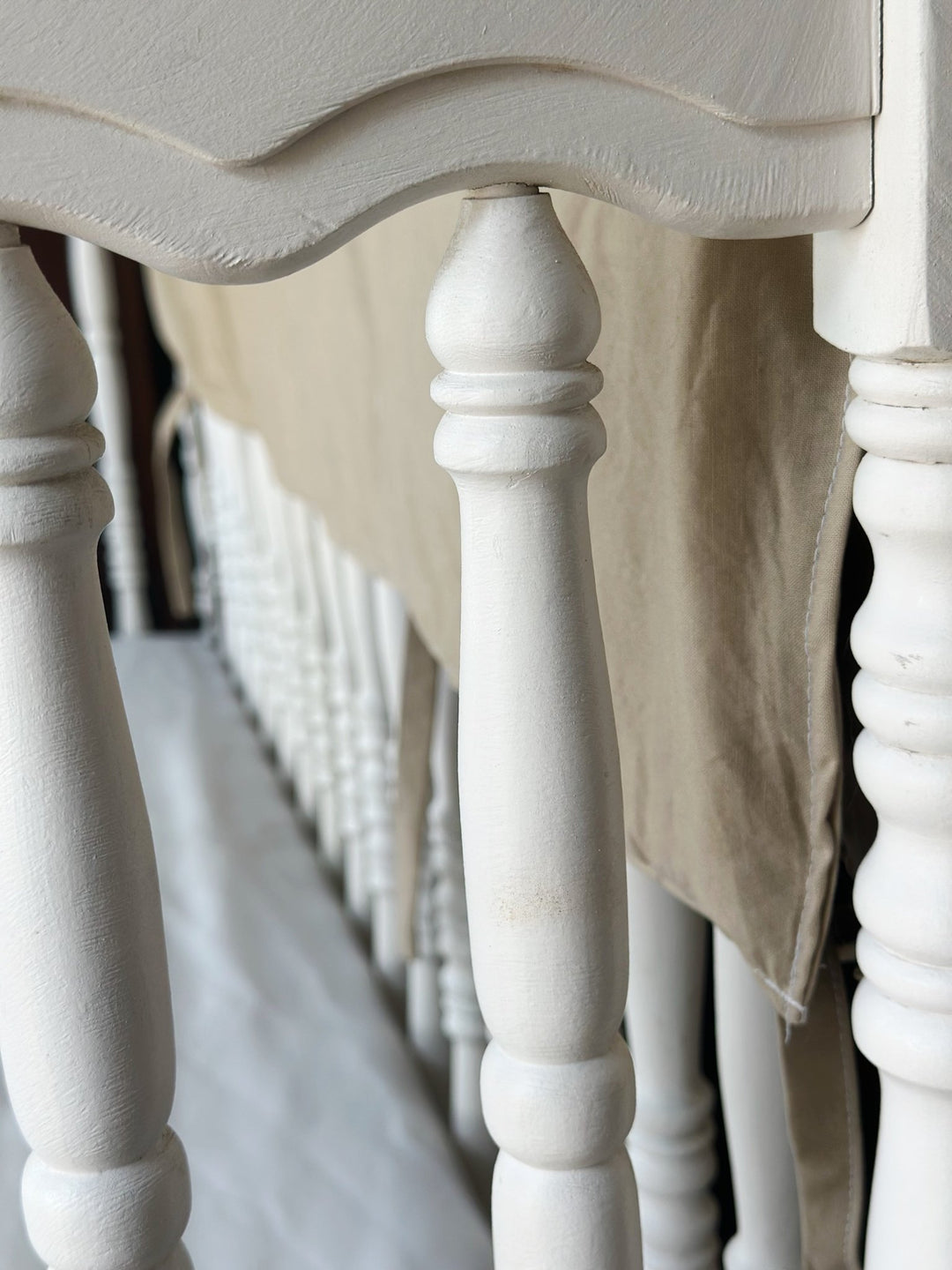 Oatmeal Crib Rail Cover – Simple Neutral Style handmade heirloom nursery - High Cotton Textile