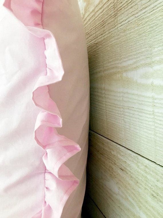 Parfait Pink 26x26 Ruffled Euro Sham handmade heirloom nursery - High Cotton Textile
