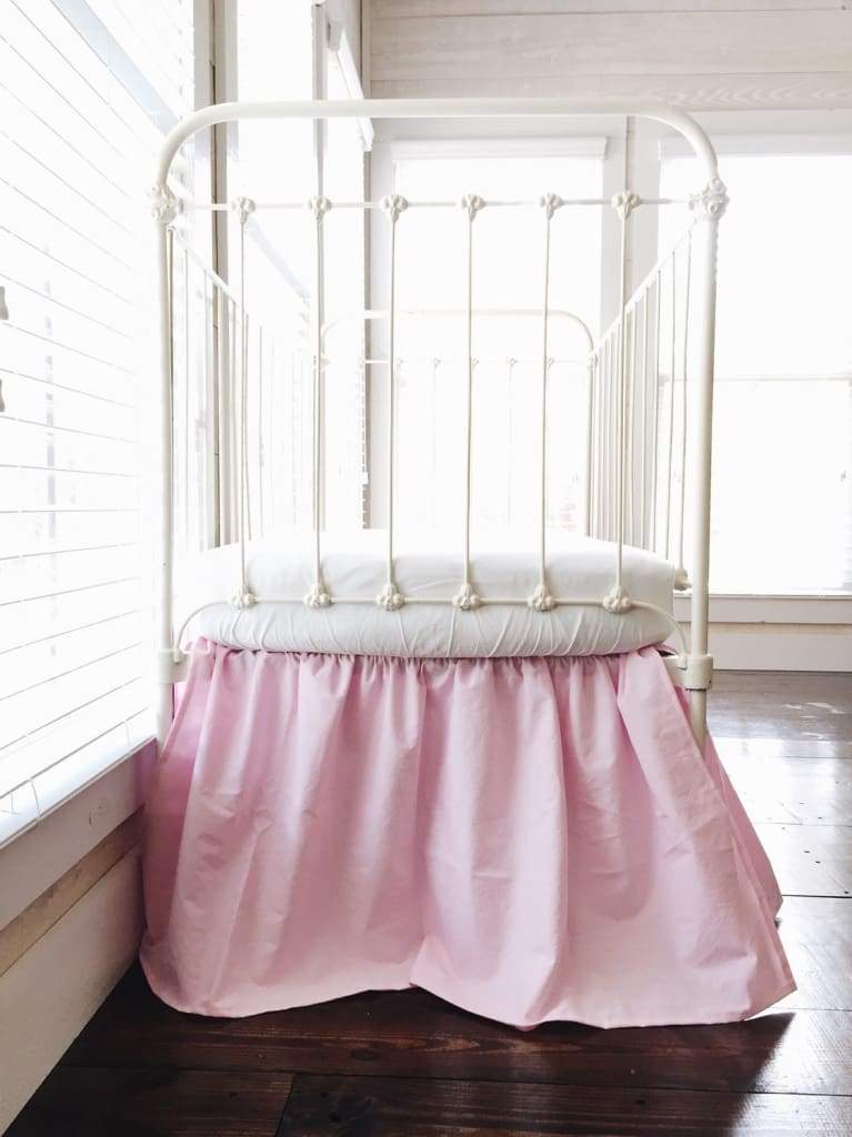 Parfait Pink Farmhouse Crib Skirt handmade heirloom nursery - High Cotton Textile