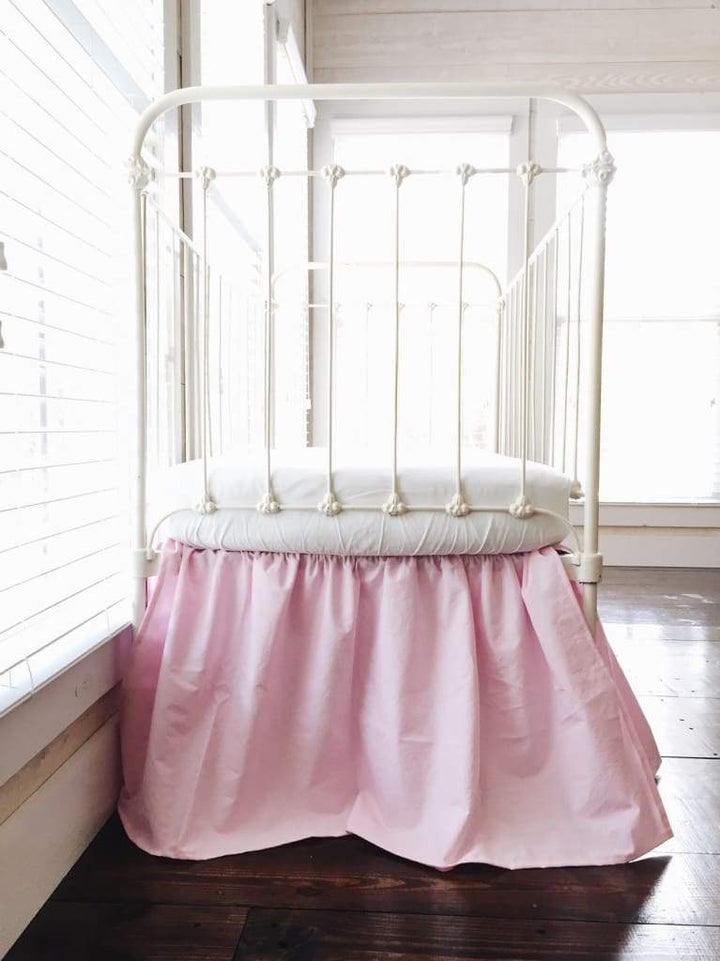 Parfait Pink Farmhouse Crib Skirt handmade heirloom nursery - High Cotton Textile