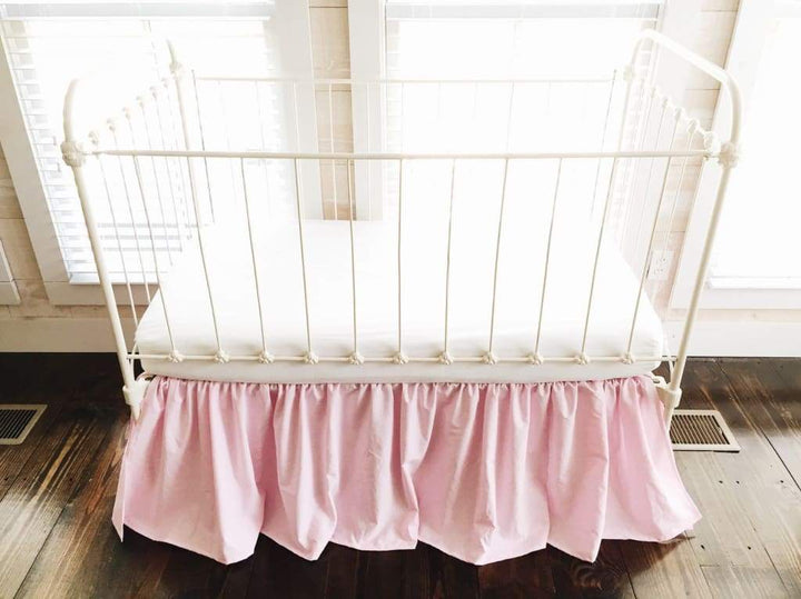 Parfait Pink Farmhouse Crib Skirt handmade heirloom nursery - High Cotton Textile