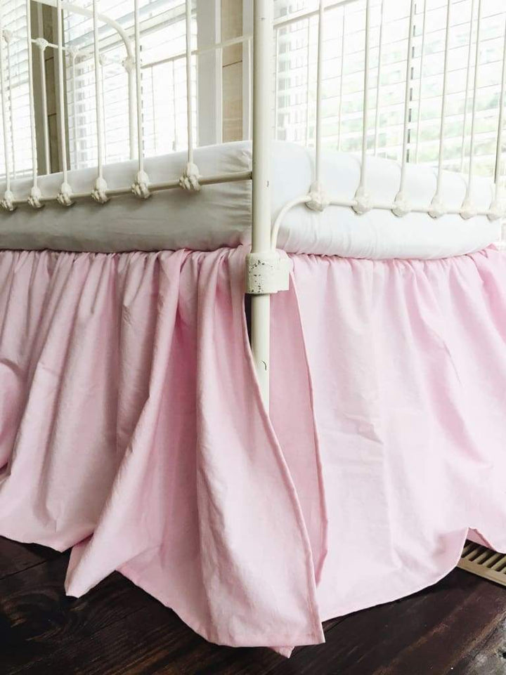 Parfait Pink Farmhouse Crib Skirt handmade heirloom nursery - High Cotton Textile