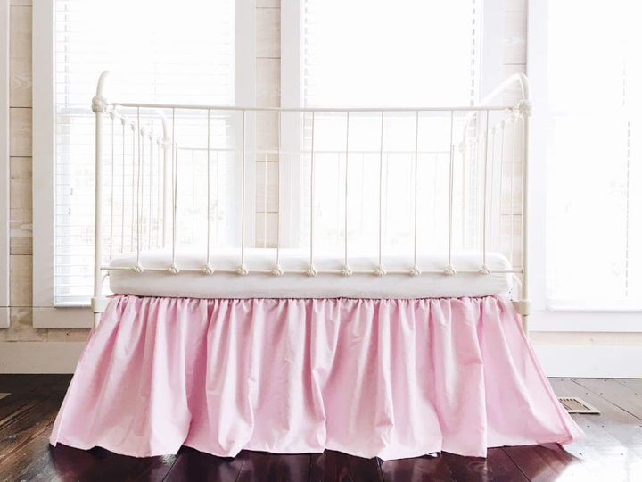 Parfait Pink Farmhouse Crib Skirt handmade heirloom nursery - High Cotton Textile