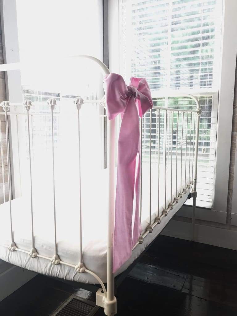 Parfait Pink Large Crib Bow handmade heirloom nursery - High Cotton Textile