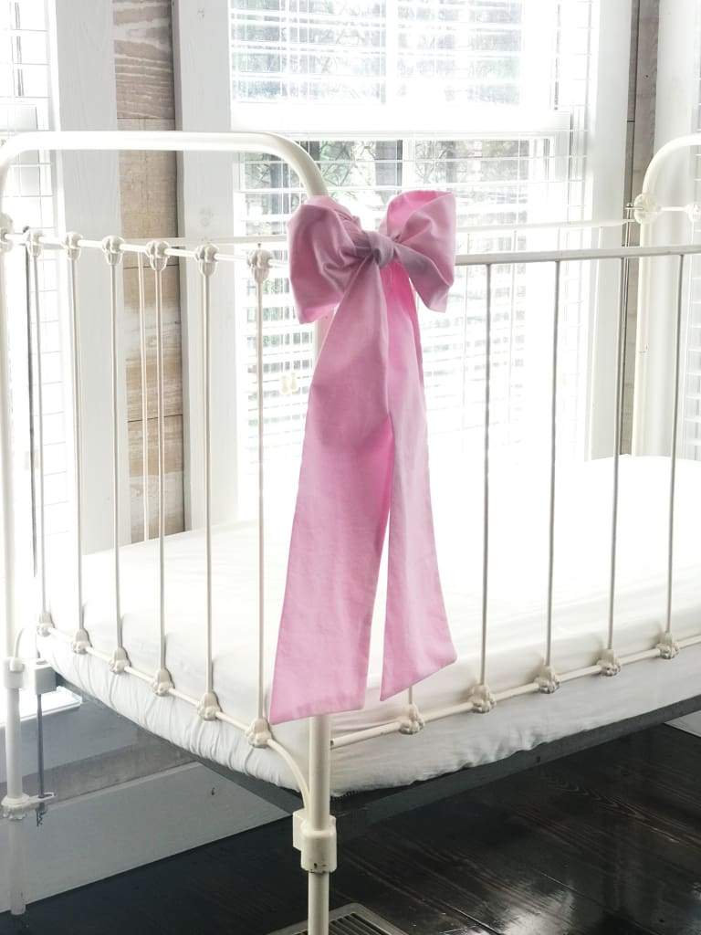 Parfait Pink Large Crib Bow handmade heirloom nursery - High Cotton Textile