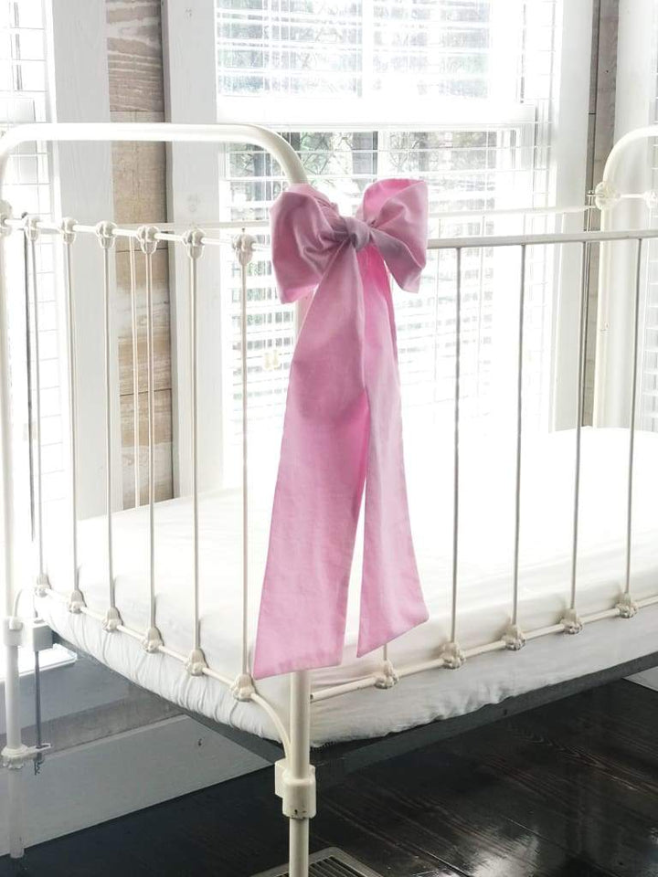 Parfait Pink Large Crib Bow handmade heirloom nursery - High Cotton Textile