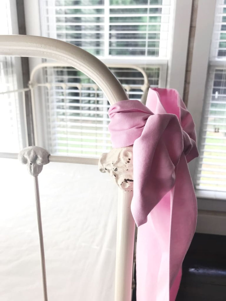 Parfait Pink Large Crib Bow handmade heirloom nursery - High Cotton Textile