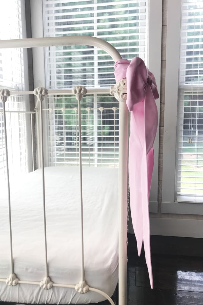 Parfait Pink Large Crib Bow handmade heirloom nursery - High Cotton Textile