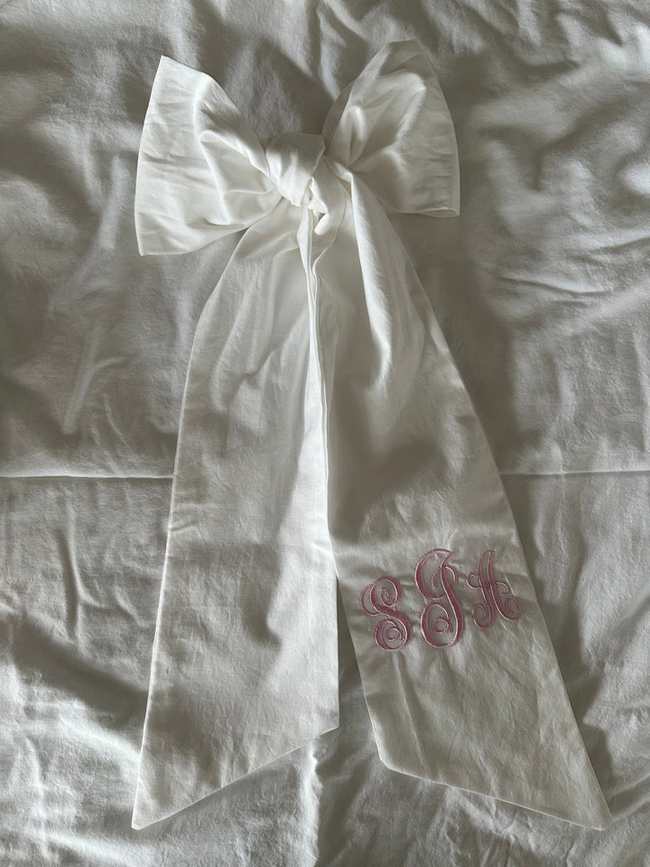 Personalized baby bow sash for newborn photos handmade in Alabama — view 2
