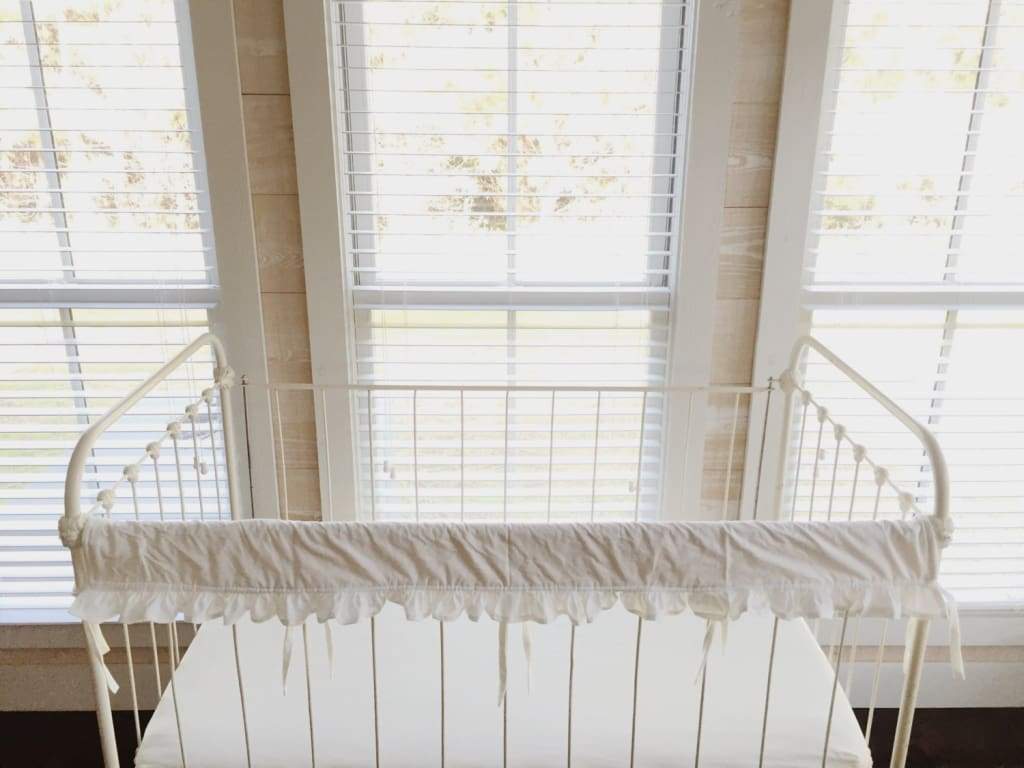 Crib Protector Ruffle Personalized Ruffled Crib Rail Cover | Farmhouse Baby Bedding