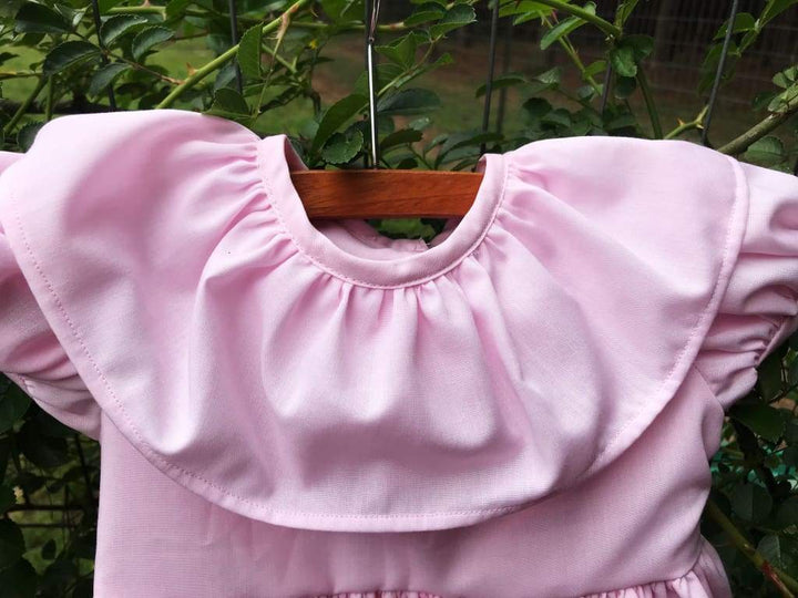 Pink Baby Girl Ruffled Dress handmade heirloom nursery - High Cotton Textile