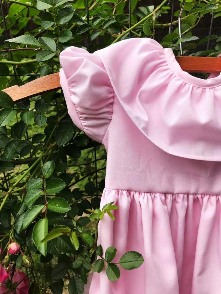Pink Baby Girl Ruffled Dress handmade heirloom nursery - High Cotton Textile