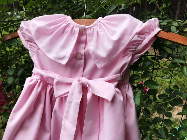 Pink Baby Girl Ruffled Dress handmade heirloom nursery - High Cotton Textile