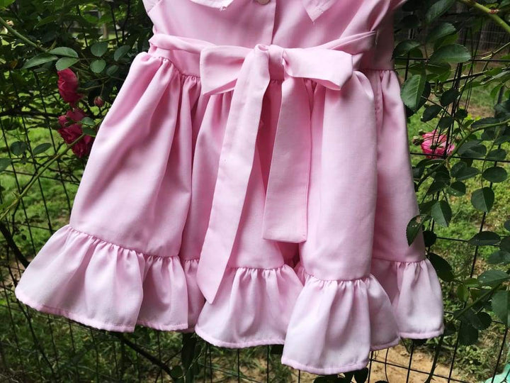 Pink Baby Girl Ruffled Dress handmade heirloom nursery - High Cotton Textile
