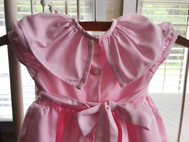 Pink Baby Girl Ruffled Dress handmade heirloom nursery - High Cotton Textile