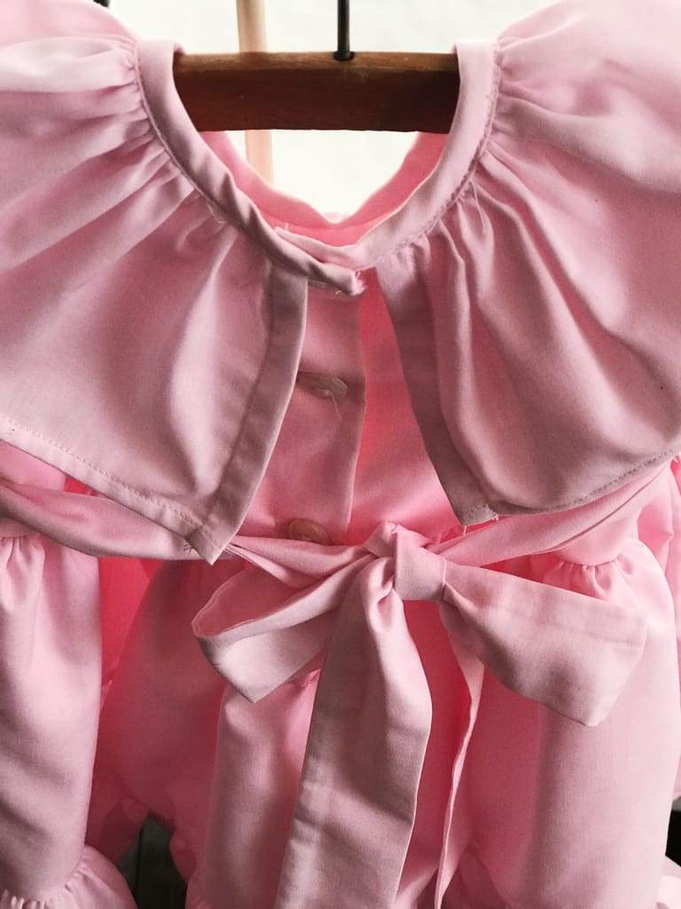 Pink Baby Girl Ruffled Dress handmade heirloom nursery - High Cotton Textile