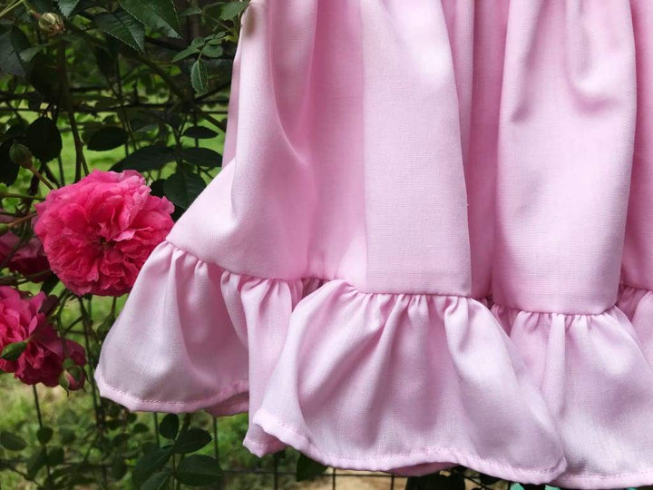 Pink Baby Girl Ruffled Dress handmade heirloom nursery - High Cotton Textile