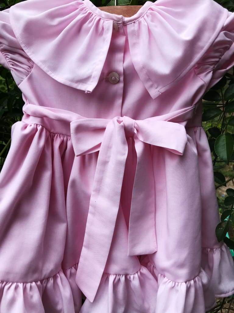 Pink Baby Girl Ruffled Dress handmade heirloom nursery - High Cotton Textile