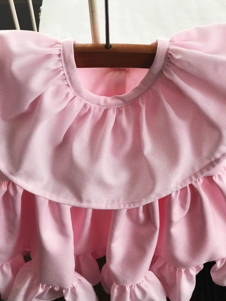 Pink Baby Girl Ruffled Dress handmade heirloom nursery - High Cotton Textile