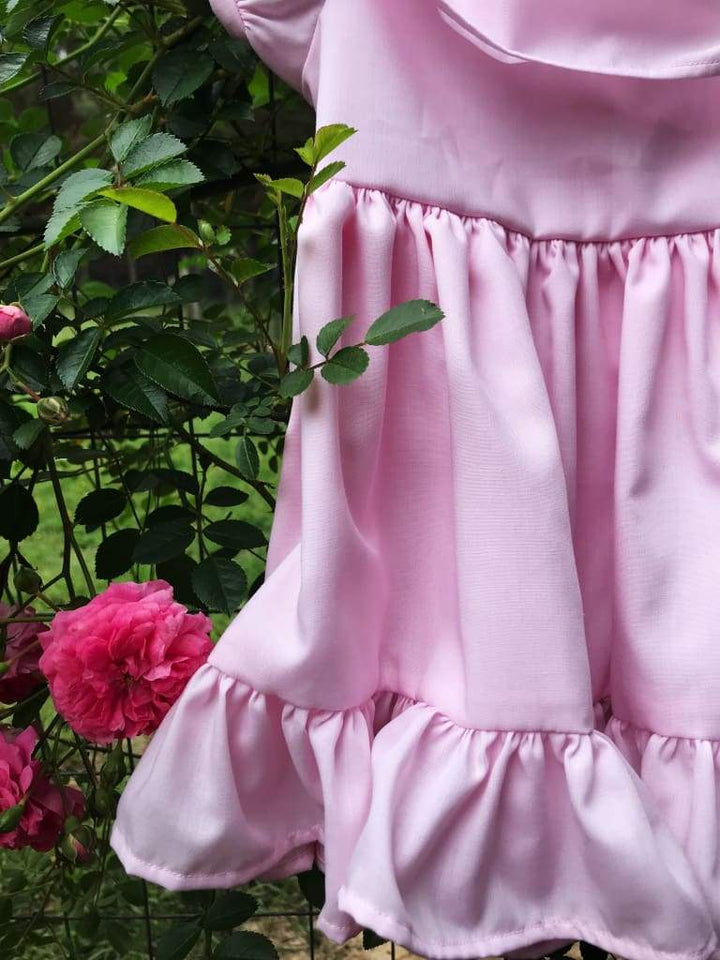 Pink Baby Girl Ruffled Dress handmade heirloom nursery - High Cotton Textile