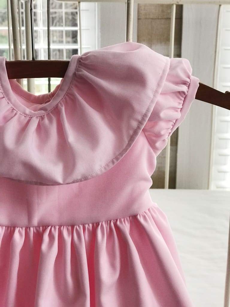 Pink Baby Girl Ruffled Dress handmade heirloom nursery - High Cotton Textile