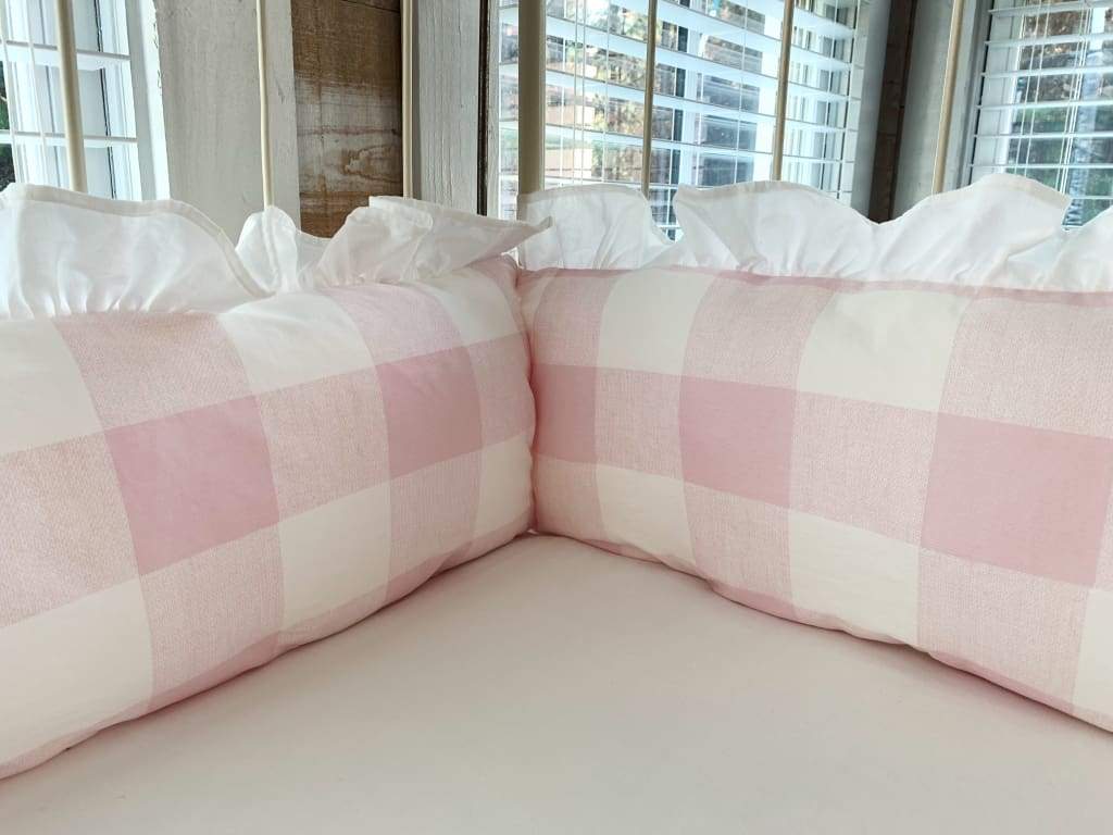Pink Buffalo Check | Ruffled Crib Liners