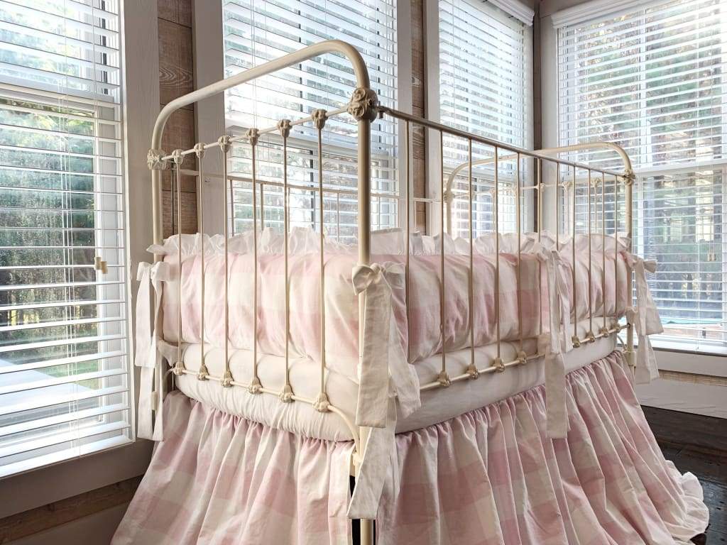 Pink Buffalo Check | Ruffled Crib Liners