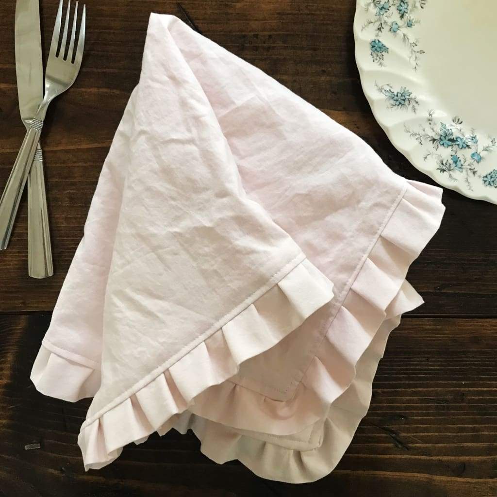 Pink Farmhouse Ruffle Napkin handmade heirloom nursery - High Cotton Textile