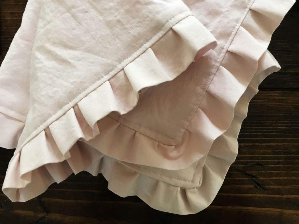 Pink Farmhouse Ruffle Napkin handmade heirloom nursery - High Cotton Textile