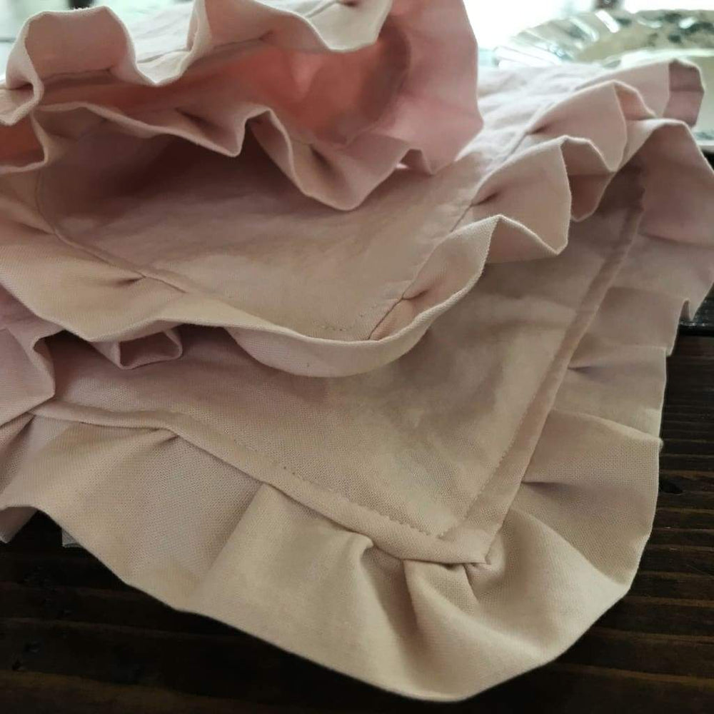 Pink Farmhouse Ruffle Napkin handmade heirloom nursery - High Cotton Textile
